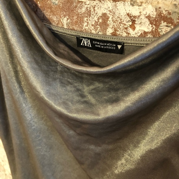 Zara New w/o Tags Satin Effect Strappy Sage Green Dress, Size Medium - Picture 6 of 6